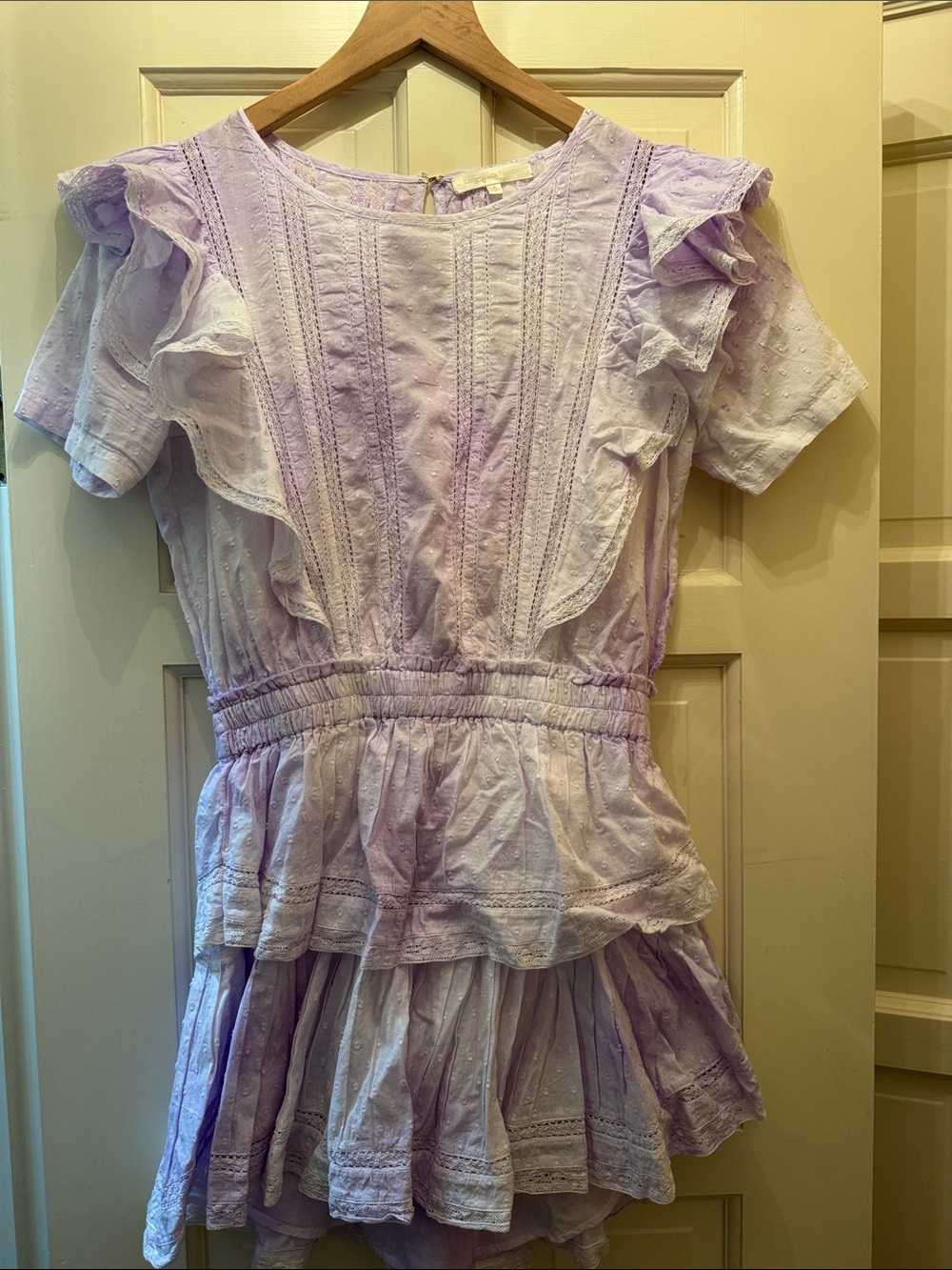 LoveShackFancy Lavender Ruffle Mini Dress